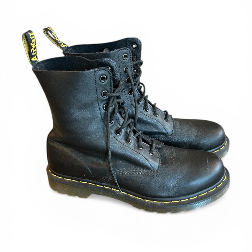 Dr. Martens 1460 men’s 11 Black Leather Lace-Up Combat Boots  Yellow Stitching